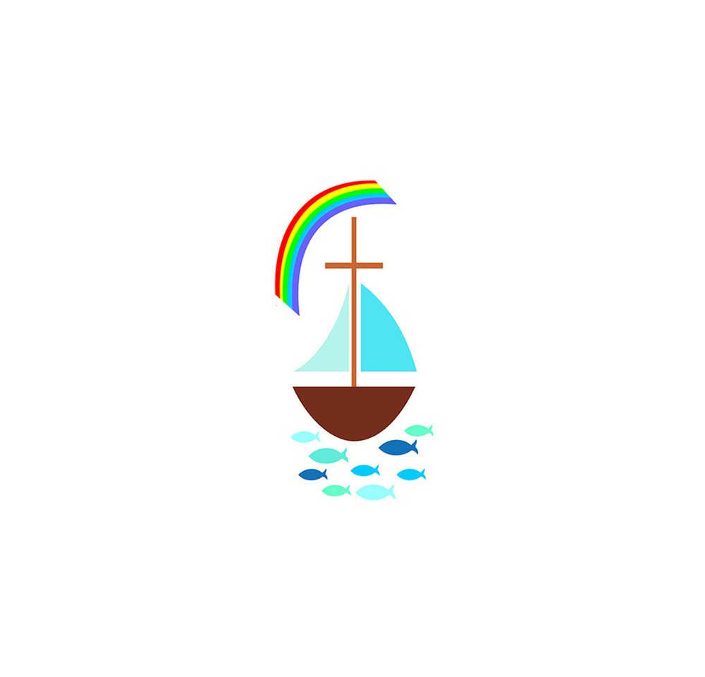 efco Stumpenkerze Wachsmotiv Segelboot mit Regenbogen, 5 cm x 10 cm von efco