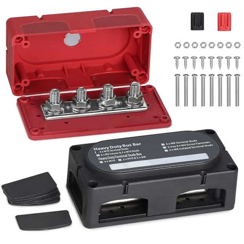 EFUTURETIME 2 x Sammelschienen 12V- 48V DC Verteilerblock 300A Stromschiene Kupfer mit 4 x M10 Bolzenklemmen, Masseverteiler Positive & Negative Bus Bar aus Flammhemmende Nylonmaterialien EFUTURETIME 2 x Sammelschienen 12V- 48V DC Verteilerblock 300A Stromschiene Kupfer mit 4 x M10 Bolzenklemmen, Masseverteiler Positive & Negative Bus Bar aus Flammhemmende Nylonmaterialien von efuturetime
