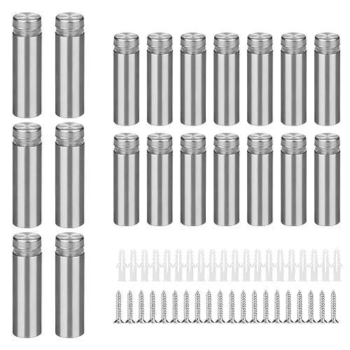 EFUTURETIME 20 x Glas Abstandshalter Wand Edelstahl Distanzhülsen Abstandschrauben 12 x 40mm, Schilderhalter Werbung Schraube für Glas, Spiegel, Acryl, Poster, Ausstellungshalle von efuturetime