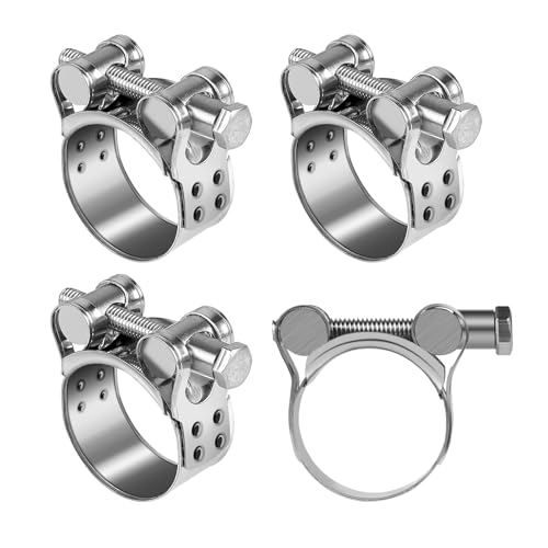 EFUTURETIME 4 Stk. Gelenkbolzenschelle Edelstahl 29-31 mm, 20mm Breit, Schlauchschelle Motorrad Auspuffrohr Klemme Rohrschelle für Motorrad Auspuff, Rohre und Schläuche von efuturetime