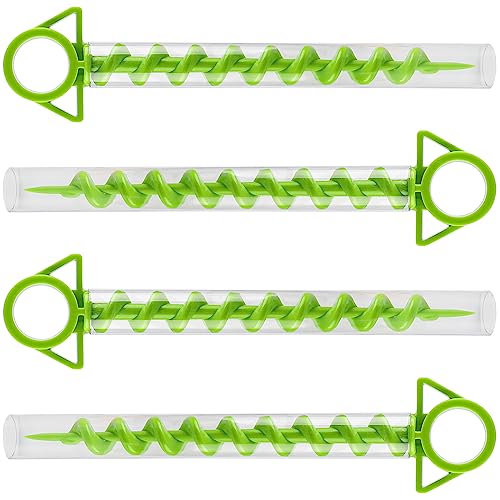 EFUTURETIME 4 x Zeltheringe Camping Bodenanker Schraubheringe Sandheringe Strand Kunststoff 29cm Strand Sandanker Zelt Erdanker Trampolin mit 4 Transparente Kunststoffrohre, Grün von efuturetime