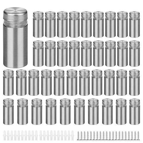 EFUTURETIME 40 x Abstandshalter Edelstahl Wand 12 x 25mm Schilderbefestigung, Nagel Zierschrauben Glas Standoff Halter für Werbung, Schild, Acryl, Ausstellungshalle, Glas, Spiegel, von efuturetime