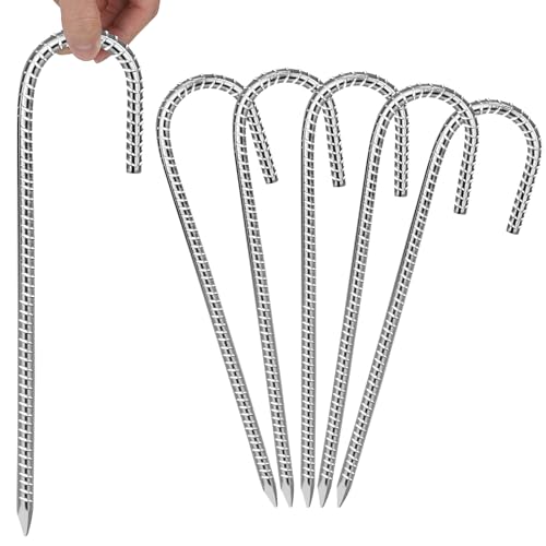 EFUTURETIME 6 x Bodenanker 30cm Heringe Erdnägel Stabil Verzinkt, Erdnagel Ø8mm Zelt Heringe Stark, J-Förmig Zeltnägel zum Schrauben für Harten Boden, Vordächern, Camping,Trampolin EFUTURETIME 6 x Bodenanker 30cm Heringe Erdnägel Stabil Verzinkt, Erdnagel Ø8mm Zelt Heringe Stark, J-Förmig Zeltnägel zum Schrauben für Harten Boden, Vordächern, Camping,Trampolin von efuturetime