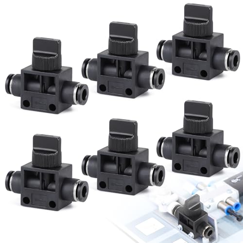 EFUTURETIME 6 x Pneumatik Steckverbinder 6mm Regelventile Einweg Rückschlagventil mit Steckanschluss, Gerade Kugelhahn Adapter Anschlussstücke (HVFF6) von efuturetime