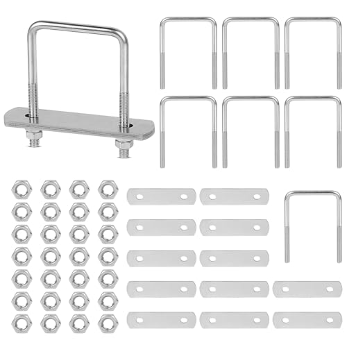 EFUTURETIME 8 x U Bolzen M6 U Bügel 50mm x 80mm Bügelbolzen Edelstahl mit Gewinde, Bügelschrauben mit 16 Gegenplatten und 32 Mutter für Zaunbefestigung, Rohr Befestigung EFUTURETIME 8 x U Bolzen M6 U Bügel 50mm x 80mm Bügelbolzen Edelstahl mit Gewinde, Bügelschrauben mit 16 Gegenplatten und 32 Mutter für Zaunbefestigung, Rohr Befestigung von efuturetime