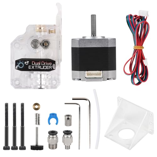 EFUTURETIME Dual Gear Bowden Extruder Transparent Kit mit Nema 17 Schrittmotor 2 Phasen 4 Drähte 1,8 Grad für Anycubic Tevo Tornado CR10 3D Drucker, für 1,75mm PLA ABS TPU PETG von efuturetime