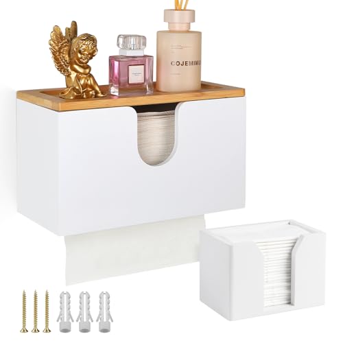 EFUTURETIME Handtuchspender Satz für Papierhandtücher aus Bambus, Papierhandtuchspender Wand+ Klein Taschentücher Box | 27.5x16x13cm + 12x6.8x8.5cm, für H2 Papierhandtücher, Servietten, Weiß EFUTURETIME Handtuchspender Satz für Papierhandtücher aus Bambus, Papierhandtuchspender Wand+ Klein Taschentücher Box | 27.5x16x13cm + 12x6.8x8.5cm, für H2 Papierhandtücher, Servietten, Weiß von efuturetime