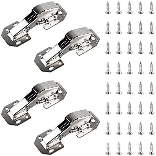 EFUTURETIME 4 x Schrank Scharniere Schranktür Softclose Aufschraubscharnier Schwerlast mit Feder 90° Schränke Möbel Scharnier 113×43 mm (5 Zoll) mit 40 Schrauben mit Hydraulische Dämpfung für Schrank von efuturetime