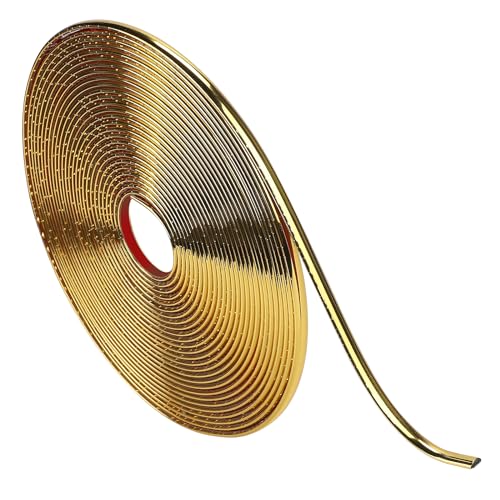efuturetime 12m Flexible Zierleiste Selbstklebend Wand Gold, 8mm Breit, Schmale Stuckleisten Glänzend Selbstklebend, Leiste Dekorative für Fliesenkante, Bilderrahmenränder, Schrankkanten von efuturetime