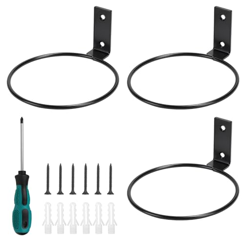 efuturetime 3 x Blumentopf Wandhalterung 15 cm Schwarz, Blumentopfhalter Wand Pflanztöpfe, Balkon Pflanzen Halterung Metall mit Schraben von efuturetime