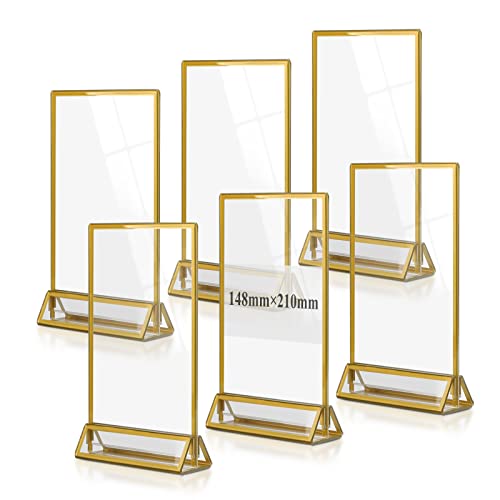 efuturetime 6PCS Tischaufsteller Acryl A6, Doppelseitiger Bilderrahmen, Plexiglas Menükartenhalter Gold, T-Ständer, Thekenaufsteller, Fotorahmen für Foto, Hochzeitstischnummern, Cafe, Restaurant efuturetime 6PCS Tischaufsteller Acryl A6, Doppelseitiger Bilderrahmen, Plexiglas Menükartenhalter Gold, T-Ständer, Thekenaufsteller, Fotorahmen für Foto, Hochzeitstischnummern, Cafe, Restaurant von efuturetime