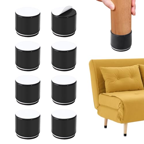 efuturetime 8pcs Möbelerhöhung aus Karbonstahl Selbstklebend, φ60mmx50mm, Tischerhöhung Rund Schwarz, Tischerhöhung 5 cm Hoch, Betterhöhung für Bett, Sofa, Schrank, Waschmaschine von efuturetime