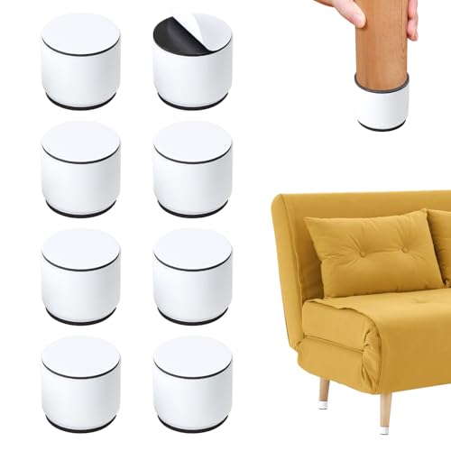 efuturetime 8pcs Möbelerhöhung aus Karbonstahl Selbstklebend, φ60mmx50mm, Tischerhöhung Rund Weiß, Tischerhöhung 5 cm Hoch, Betterhöhung für Bett, Sofa, Schrank, Waschmaschine von efuturetime