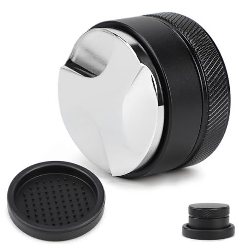 EFUTURETIME Distributor 53mm Espresso Leveler Edelstahl Höhenverstellbar, Coffee Distributor Barista Zubehör mit Tampermatte für gleichmäßige Verteilung von Kaffeepulver von efuturetime