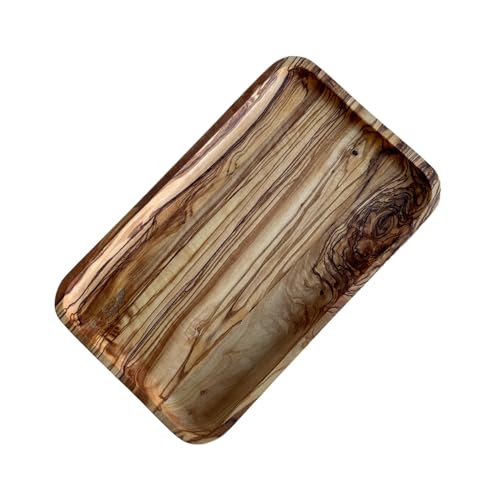 Serviertablett aus Olivenholz, handgefertigtes Tablett aus Olivenholz, Teetablett aus Holz (25x15 cm) von ege'deneve.com