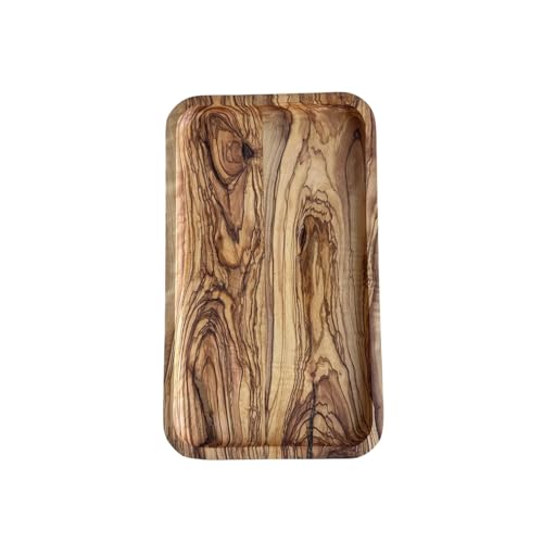 Serviertablett aus Olivenholz, handgefertigtes Tablett aus Olivenholz, Teetablett aus Holz (35x21 cm) von ege'deneve.com