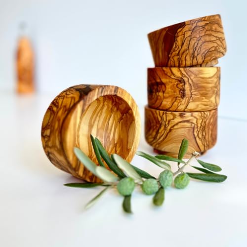 Set aus 4 Servierschalen aus Olivenholz, handgefertigte Holzschalen-Set für verschiedene Früchte, rustikale Holz-Snackschalen, Größe 10 cm Set aus 4 Servierschalen aus Olivenholz, handgefertigte Holzschalen-Set für verschiedene Früchte, rustikale Holz-Snackschalen, Größe 10 cm von ege'deneve.com