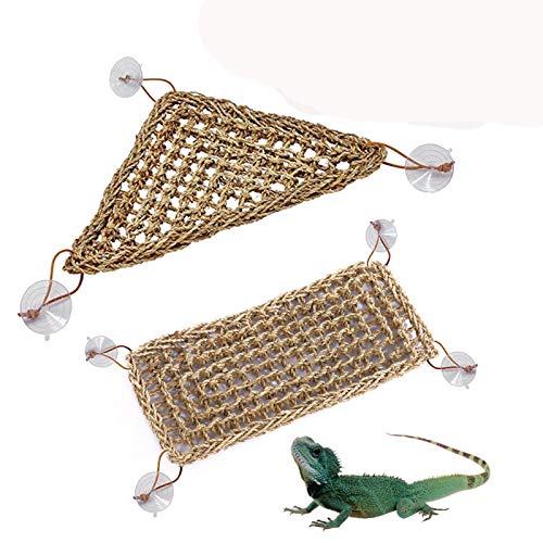 eginvic Reptilien Hängematte, Mit Saugnapf, Mesh Reptile Hängematten Für Chamäleon, Eidechsen, Gecko, Schlangen (rechteckig 40x17cm / Dreieck 20x20x28cm) von eginvic