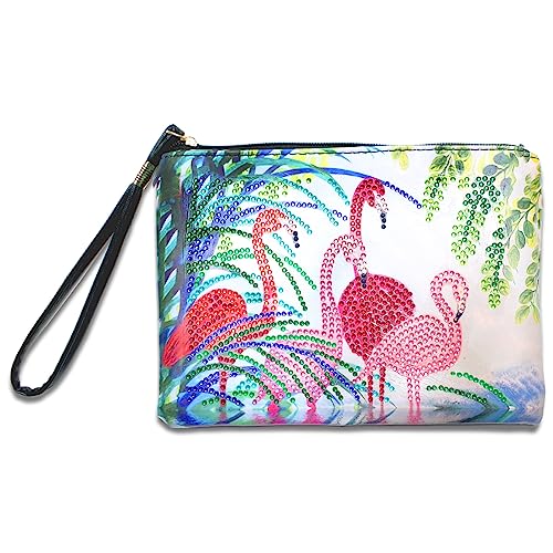 DIY 5D Diamond Painting Rucksack Spezielle Form Bohren Handtasche DIY Diamant Kreative Münztasche Handtasche Münztasche Aufbewahrungstasche Kunst Handwerk Dekoration Mädchen (Flamingo Modell 2) von egjxal