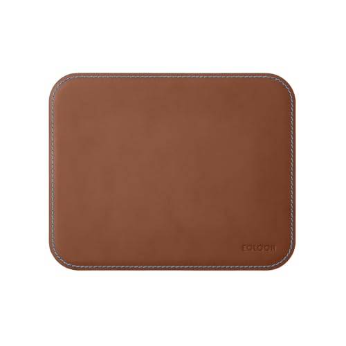 eglooh - Herms Deluxe - Mauspad aus Leder Orange Braun cm 25x20 - Mousepad für Schreibtisch und Büro, Elegante blau Nähte und abgerundeten Kanten - Made in Italy von eglooh