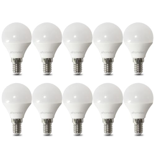 ehomeled E14 LED Mini Kugel Glühbirne Kaltweiß (6500K), 470 Lumen 3,4W (=40W), Energiesparende LED-Lampe, Perfekt für Kronleuchter, Nachttischlampen & Schreibtischlampen, 10er-Pack von ehomeled