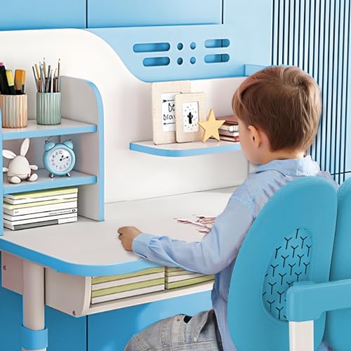 ehozirta Kinderschreibtisch-Stuhl-Set, höhenverstellbar, Kinderschreibtisch und Stuhl-Set, Schultisch für Kinder, Kinderschreibtisch mit Stuhlgeschenk, Kinderschreibtisch mit großem Schreibbrett, von ehozirta
