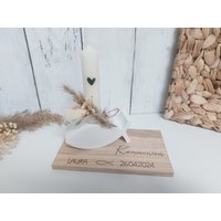 Deko Kommunion Taufe Firmung Konfirmation Personalisiert Tischdeko Fisch Kerzenhalter von eigenDEKOart
