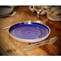 Handgemachte Keramik Teller Set Blaue Rustikale Speiseteller von einavcraft