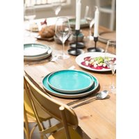 Türkis Steingut Teller Set, Rustikale Salat von einavcraft
