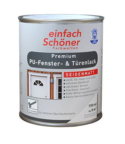 einfach Schöner 750 ml Premium PU Fenster- & Türenlack, blockfest, Weiß Seidenmatt von einfach Schöner Farbwelten