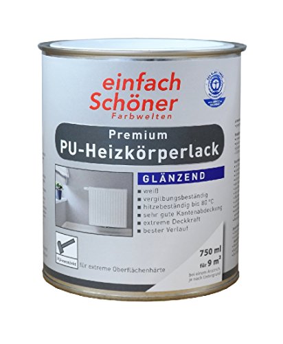 einfach Schöner 750 ml Premium PU Heizkörperlack Weiß Glänzend wasserverdünnbar von einfach Schöner Farbwelten