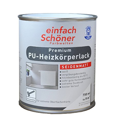 einfach Schöner 750 ml Premium PU Heizkörperlack Weiß Seidenmatt wasserverdünnbar von einfach Schöner Farbwelten