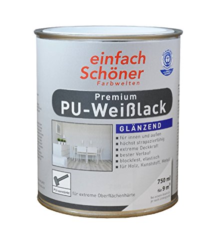 einfach Schöner 750 ml Premium PU Weißlack, Weiß Glänzend wasserverdünnbar von einfach Schöner Farbwelten