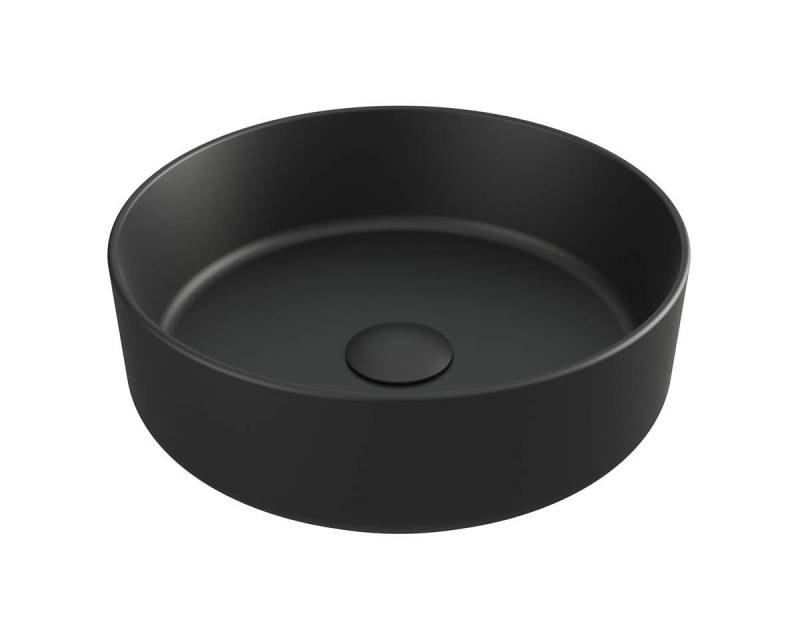einfachgutemoebel Aufsatzwaschbecken Aufsatz-Waschbecken Bath-O-Line 36x36cm, Keramik rund, schwarz-matt von einfachgutemoebel
