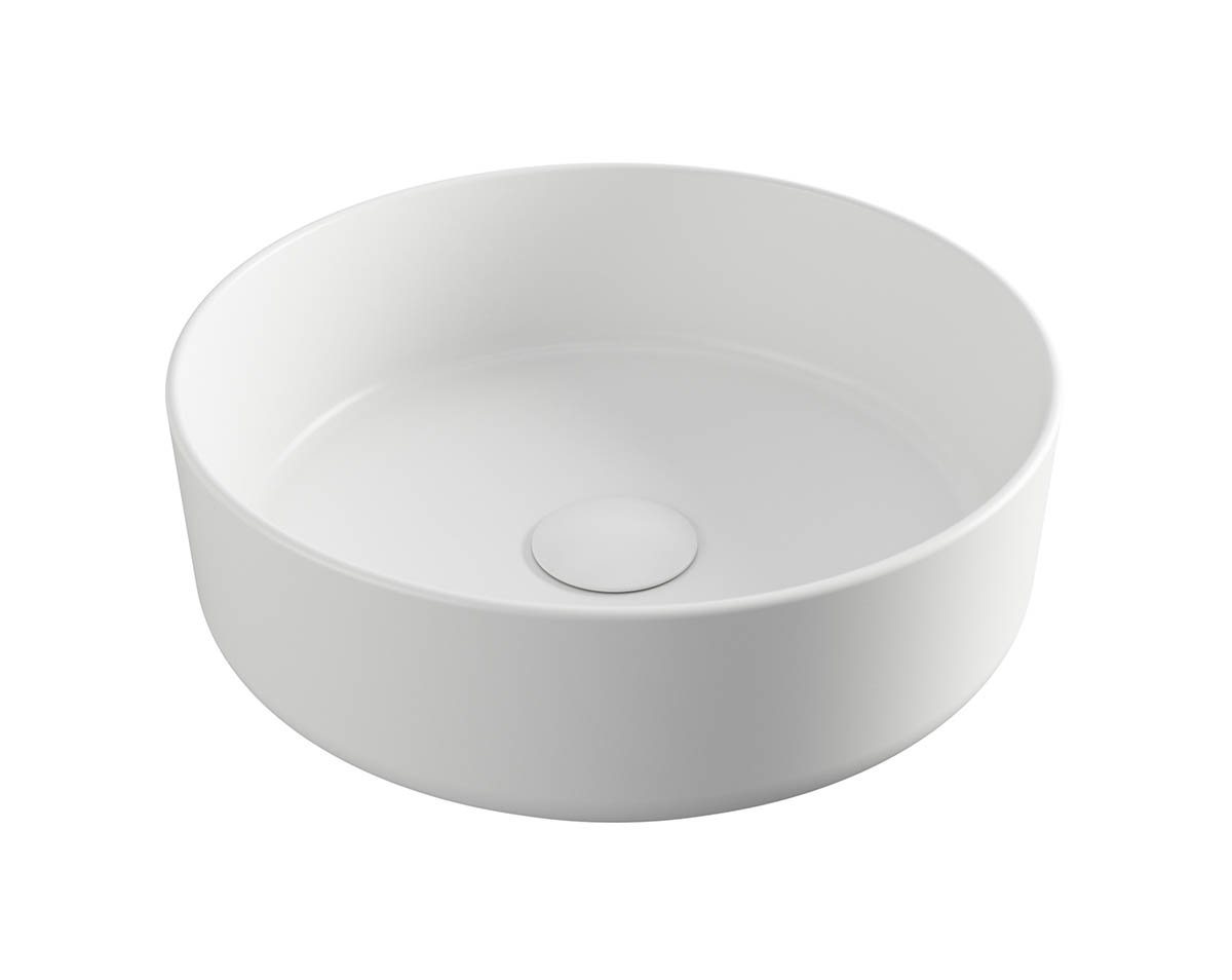 einfachgutemoebel Aufsatzwaschbecken Aufsatz-Waschbecken Bath-O-Line 36x36cm, Keramik rund, weiß-matt von einfachgutemoebel