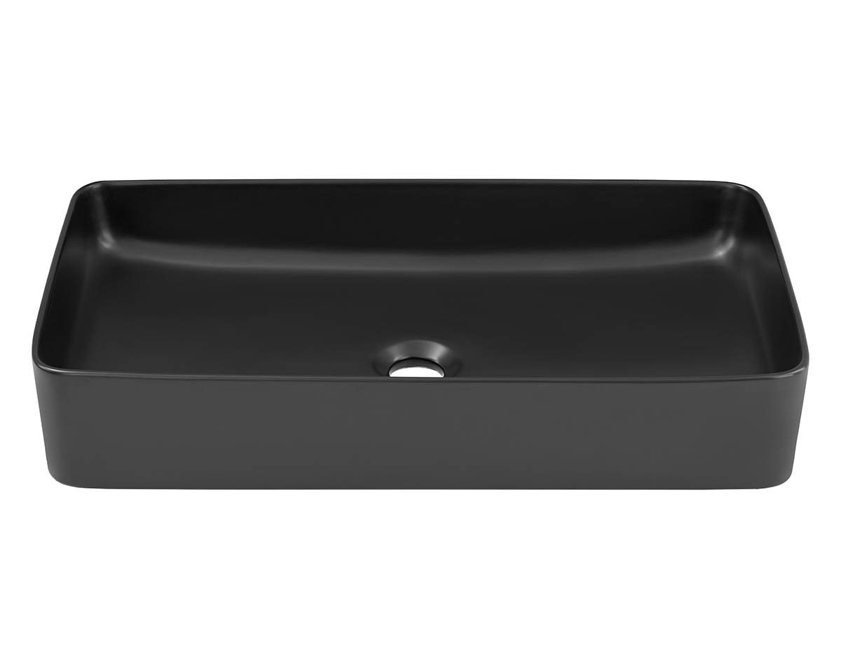 einfachgutemoebel Waschtisch-Set Aufsatz-Waschbecken EDGE BLACK 61cm, Keramik, schwarz, (Waschbecken, 1-St., Waschbecken) von einfachgutemoebel