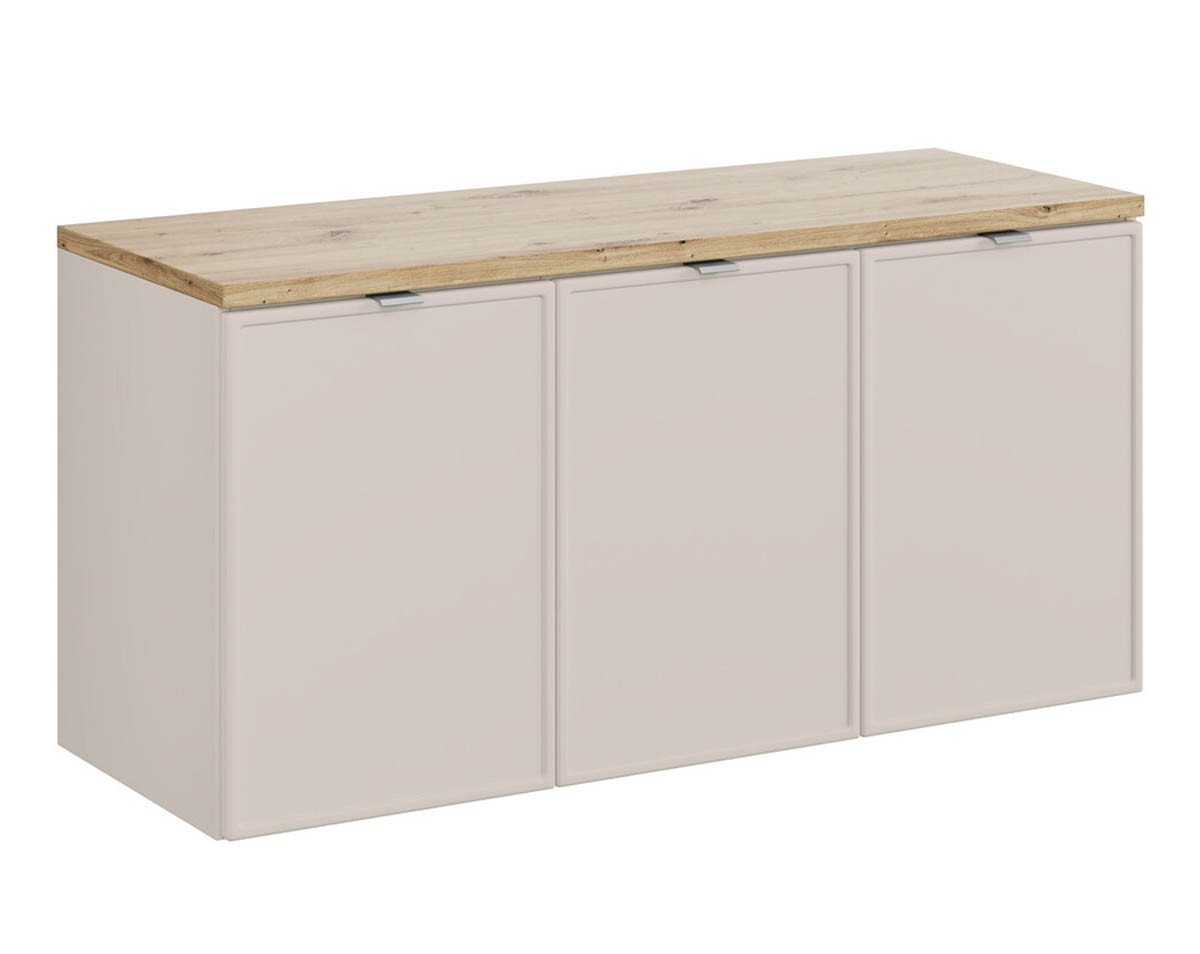 einfachgutemoebel Waschtisch-Set Bad Doppel-Waschplatz BELEZA 120cm Türen, zum Unterbau, kaschmir-oak, (Badmöbel Set, 1-St., Waschtisch Unterschrank) von einfachgutemoebel