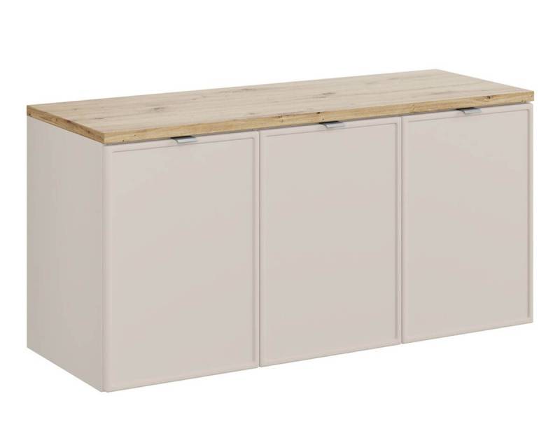 einfachgutemoebel Waschtisch-Set Bad Doppel-Waschplatz BELEZA 120cm Türen, zum Unterbau, kaschmir-oak, (Badmöbel Set, 1-St., Waschtisch Unterschrank) von einfachgutemoebel