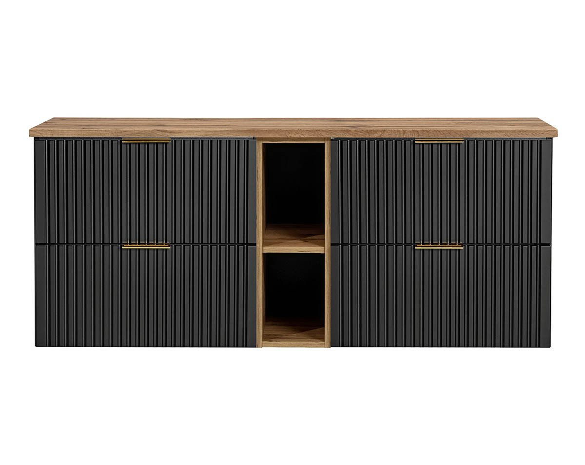 einfachgutemoebel Waschtisch-Set Bad Doppelwaschplatz Blackened 140cm, zum Unterbau, oak schwarz, (Badmöbel Set, 1-St., Waschtisch Unterschrank) von einfachgutemoebel