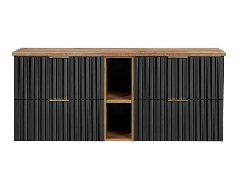 einfachgutemoebel Waschtisch-Set Bad Doppelwaschplatz Blackened 140cm, zum Unterbau, oak schwarz, (Badmöbel Set, 1-St., Waschtisch Unterschrank) von einfachgutemoebel