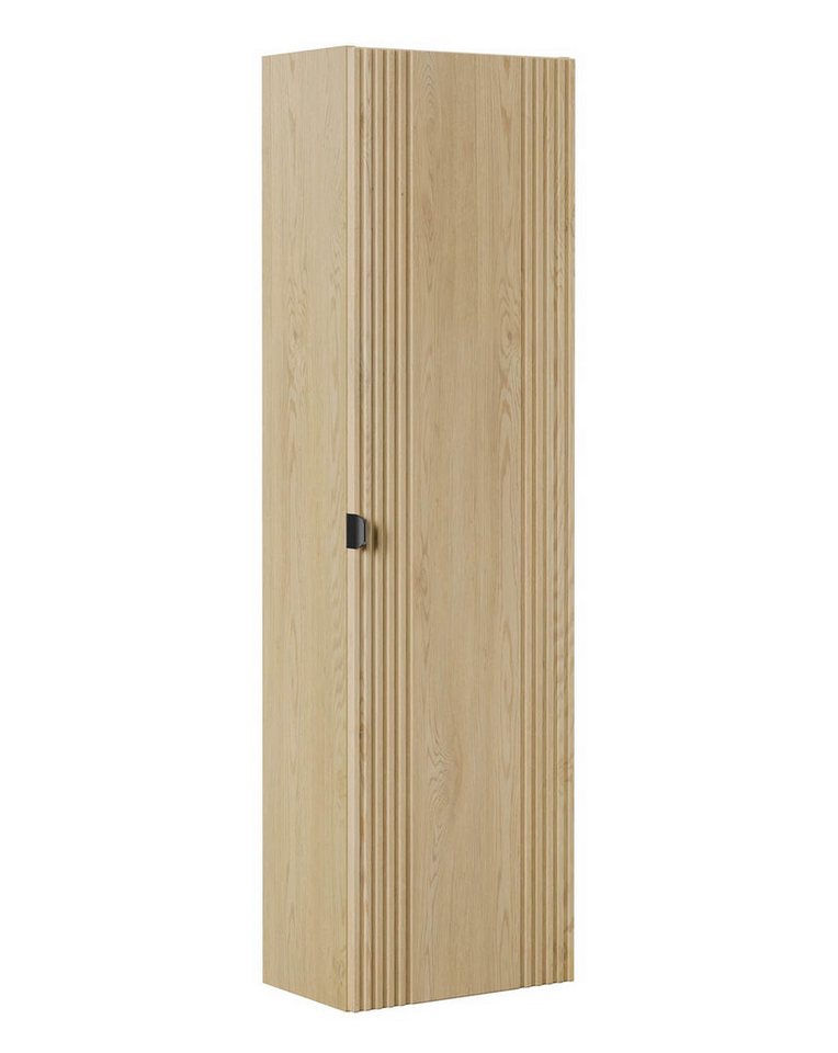 einfachgutemoebel Waschtisch-Set Bad Hochschrank OLIVE GARDEN - Creme-Eiche, 1-türig 140cm hoch & FSC, (Badmöbel Set, 1-St., Bad Hochschrank 140cm) von einfachgutemoebel