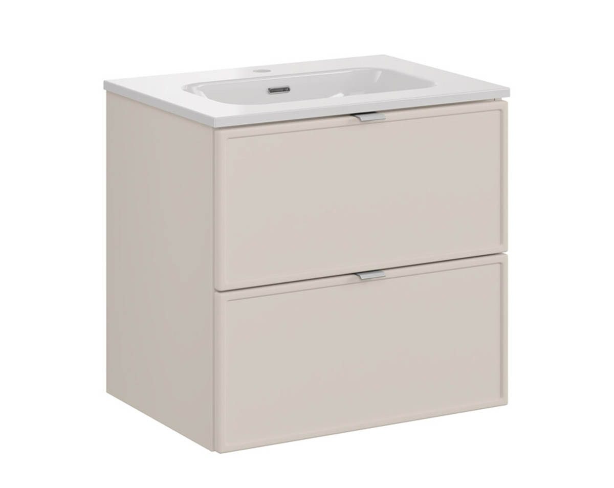 einfachgutemoebel Waschtisch-Set Bad Waschplatz BELEZA 60cm Schubfächer, Einbaubecken, kaschmir, (Badmöbel Set, 1-St., Waschtisch Unterschrank) von einfachgutemoebel