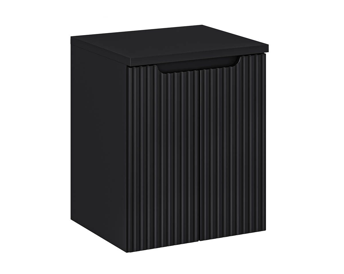 einfachgutemoebel Waschtisch-Set Bad Waschplatz ILUNA Black 50cm mit Türen, zum Unterbau blk, schwarz, (Badmöbel Set, 1-St., Waschtisch Unterschrank) von einfachgutemoebel