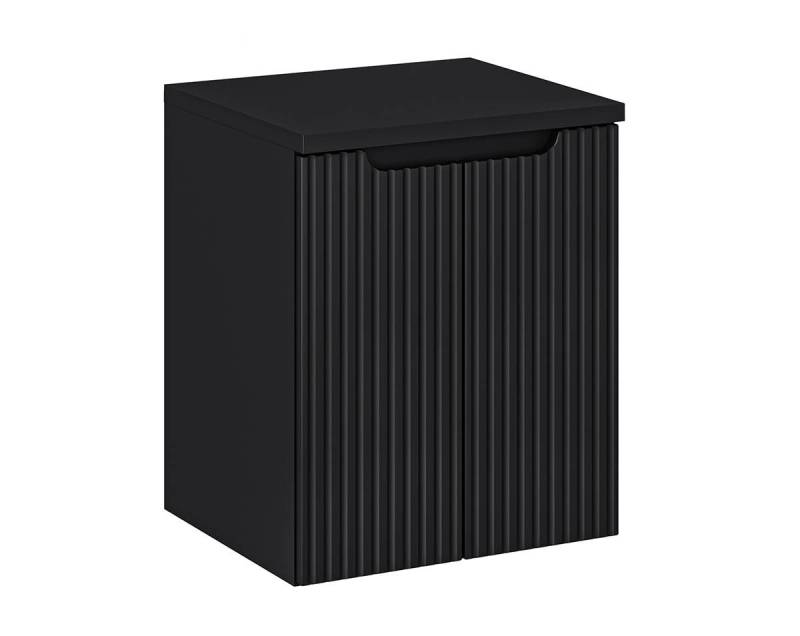 einfachgutemoebel Waschtisch-Set Bad Waschplatz ILUNA Black 50cm mit Türen, zum Unterbau blk, schwarz, (Badmöbel Set, 1-St., Waschtisch Unterschrank) von einfachgutemoebel