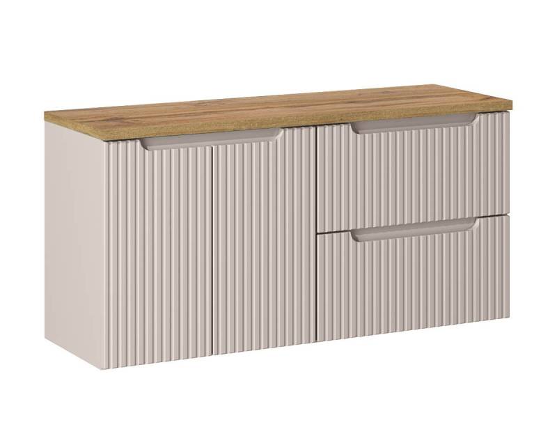einfachgutemoebel Waschtisch-Set Bad Waschplatz ILUNA Cash 120cm Schub + Türen, Unterbau OA, Kaschmir, (Badmöbel Set, 1-St., Waschtisch Unterschrank) von einfachgutemoebel