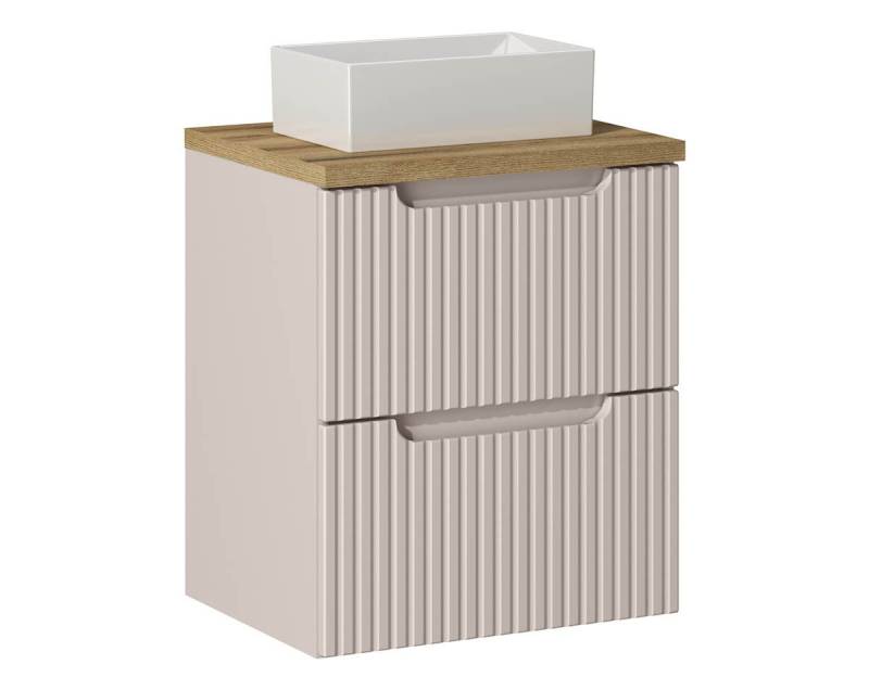 einfachgutemoebel Waschtisch-Set Bad Waschplatz ILUNA Cash 50cm Schubladen, inkl Becken OAK, Kaschmir, (Badmöbel Set, 1-St., Waschtisch Unterschrank) von einfachgutemoebel