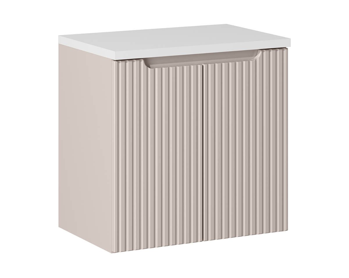 einfachgutemoebel Waschtisch-Set Bad Waschplatz ILUNA Cash 60cm mit Türen, zum Unterbau WH, Kaschmir, (Badmöbel Set, 1-St., Waschtisch Unterschrank) von einfachgutemoebel