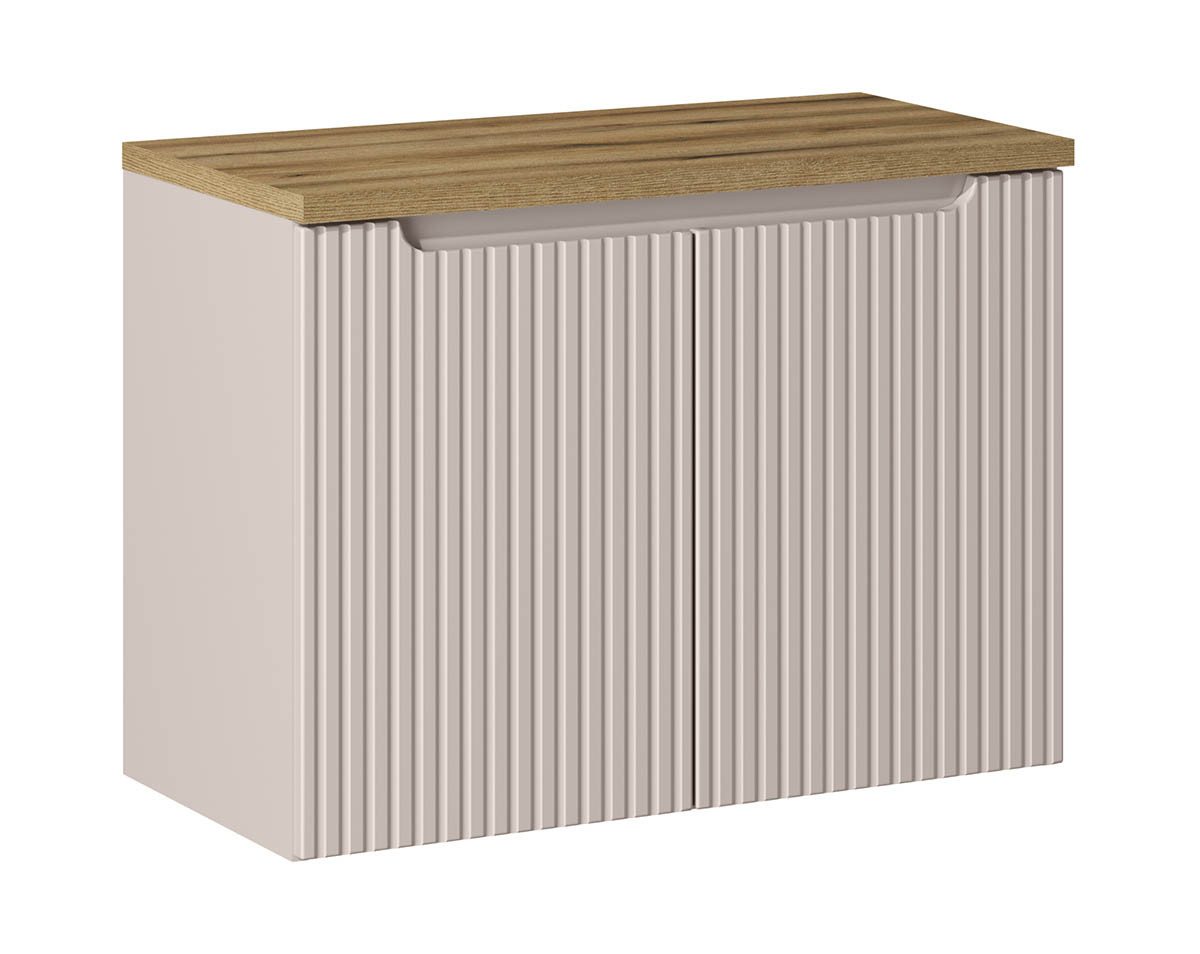 einfachgutemoebel Waschtisch-Set Bad Waschplatz ILUNA Cash 80cm mit Türen, zum Unterbau OAK, Kaschmir, (Badmöbel Set, 1-St., Waschtisch Unterschrank) von einfachgutemoebel