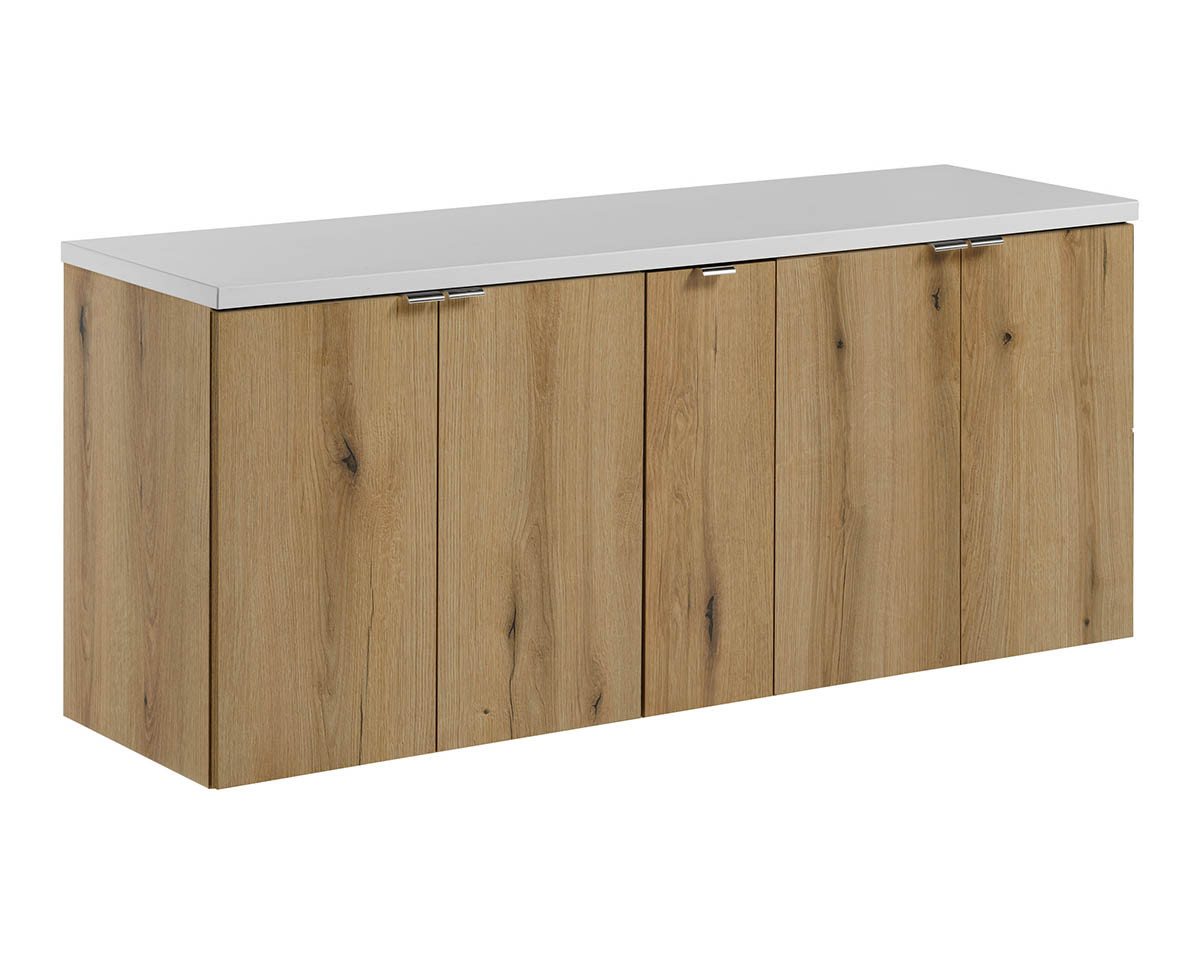 einfachgutemoebel Waschtisch-Set Bad Waschplatz ILUNA Oak 140cm Türen, zum Unterbau wht, eiche, (Badmöbel Set, 1-St., Waschtisch Unterschrank) von einfachgutemoebel