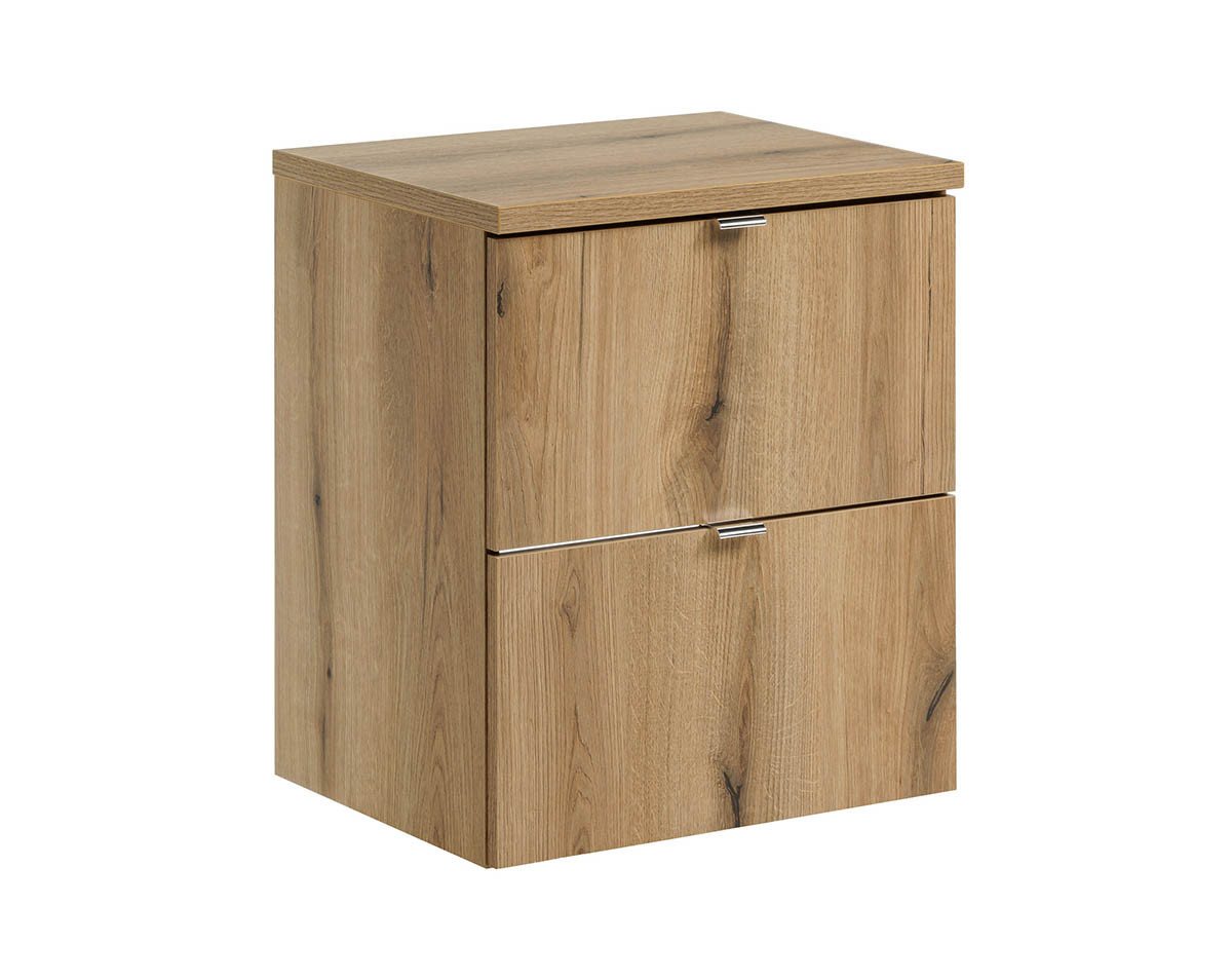 einfachgutemoebel Waschtisch-Set Bad Waschplatz ILUNA Oak 50cm Schubladen, zum Unterbau, eiche, (Badmöbel Set, 1-St., Waschtisch Unterschrank) von einfachgutemoebel